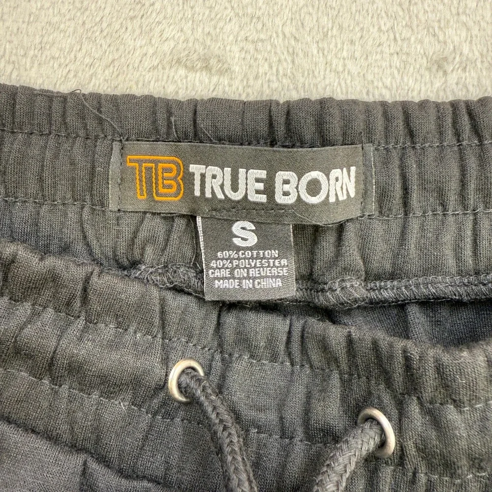 True Born Shorts Mens Small Black Knit‎ Drawstring Waist Zipper Pockets